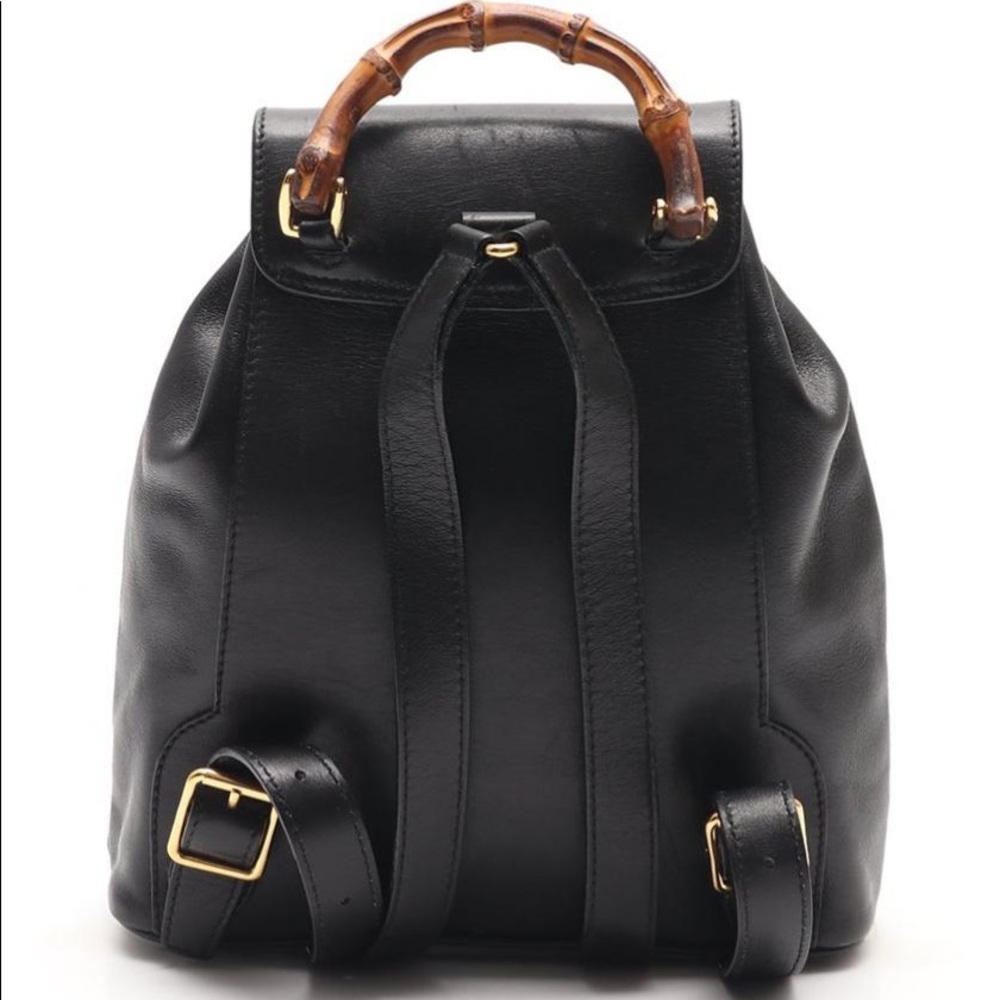 Gucci Black Leather Bamboo Backpack Small - Picture 3 of 8
